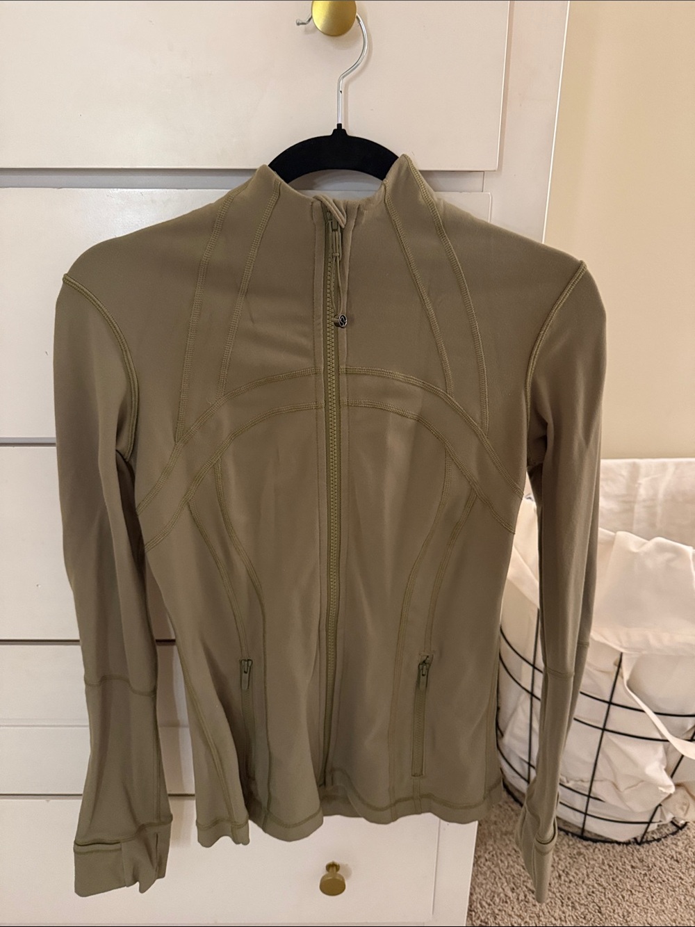 Slim Fit Olive Green Active Zip Jacket - Women